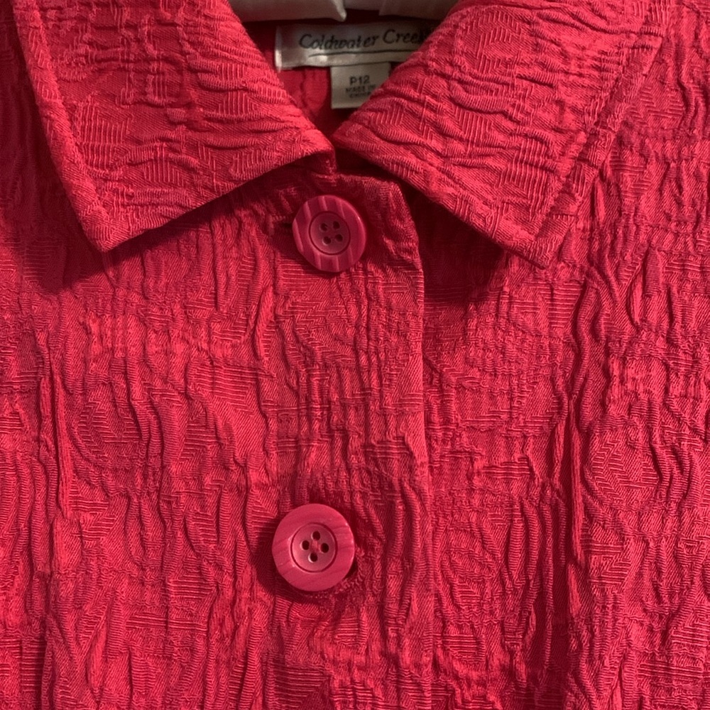 CWC Structured Jacket with Contrast Cuffs, Pockets, Button front, Unlined, Cute! - Picture 3 of 10